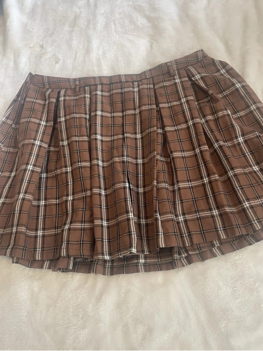 Hot Topic Brown plaid skirt sz XL skater girl pleats grunge academia new w tag
